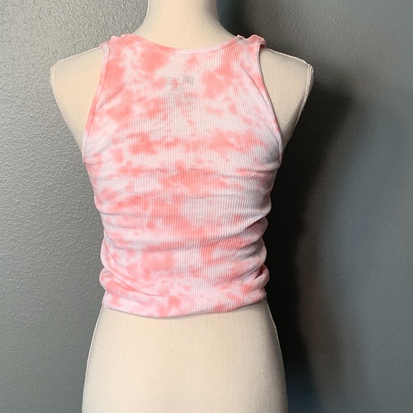 Coral Pink Cropped Tie Dye Tank Top - Picture 3 of 3